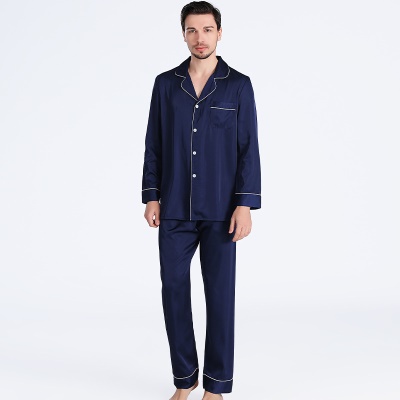 Pyjama mince manches longues en soie pour hommes