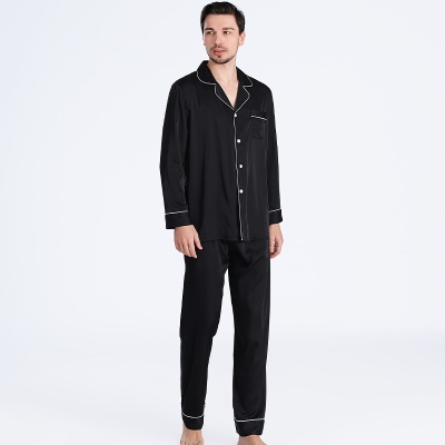 Pyjama mince manches longues en soie pour hommes