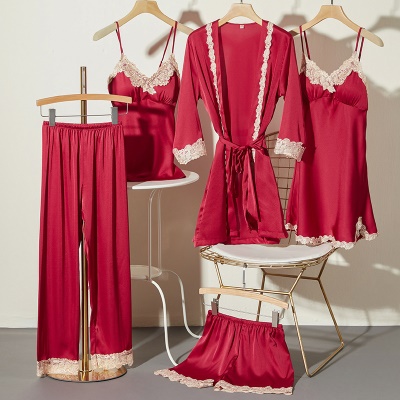 Ensemble de cinq pièces de pyjama en soie de glace