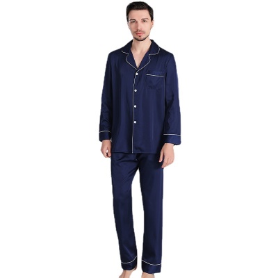 Pyjama mince manches longues en soie pour hommes