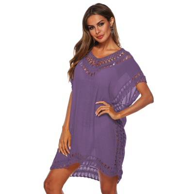 Femme robe main crochet patchwork ajouré ample