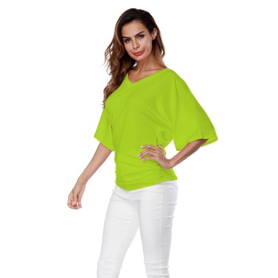 Top femme manches chauve-souris col V lâche