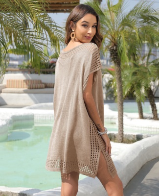 Robe femme découpée patchwork lâche col en V