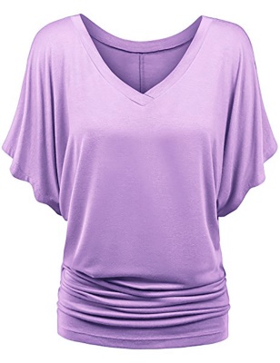 Top femme manches chauve-souris col V lâche