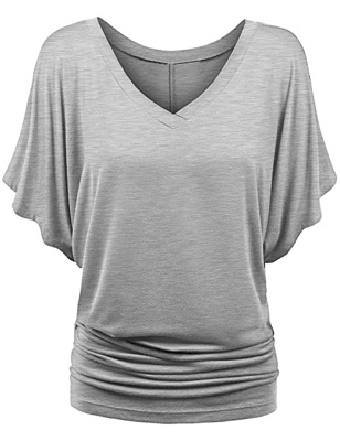 Top femme manches chauve-souris col V lâche