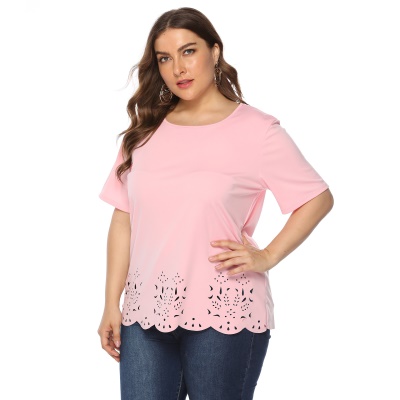 T-shirt décontracté pour femme col rond manches courtes