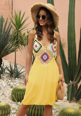 robe main crochet fleur patchwork perspective ajourée bretelles