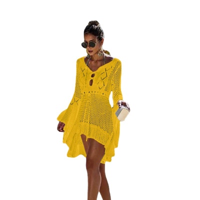 Robe plage  sexy à col V et manches amples  bikini