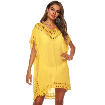 Femme robe main crochet patchwork ajouré ample