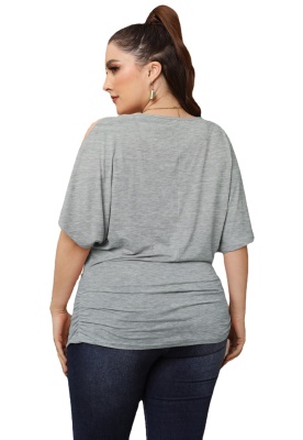 Top femme plis irréguliers manches chauve-souris
