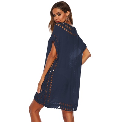 Femme robe main crochet patchwork ajouré ample