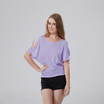 Top femme manches chauves-souris col rond lâche