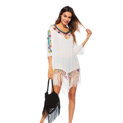 Robe à franges à  manches pour femme