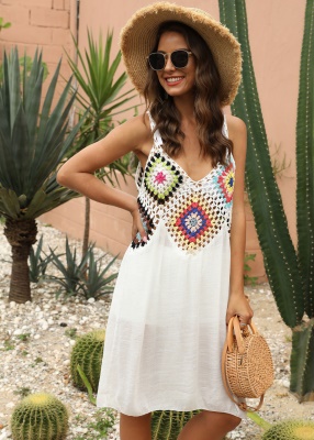 robe main crochet fleur patchwork perspective ajourée bretelles