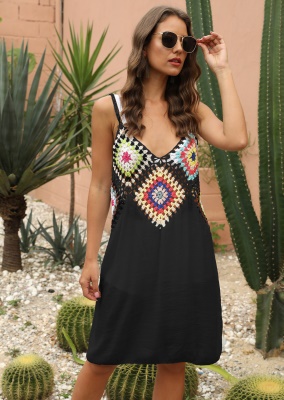 robe main crochet fleur patchwork perspective ajourée bretelles