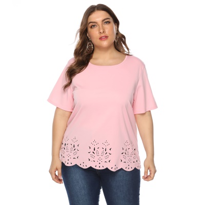 T-shirt décontracté pour femme col rond manches courtes