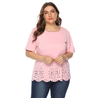 T-shirt décontracté pour femme col rond manches courtes