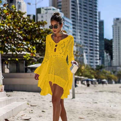 Robe plage  sexy à col V et manches amples  bikini