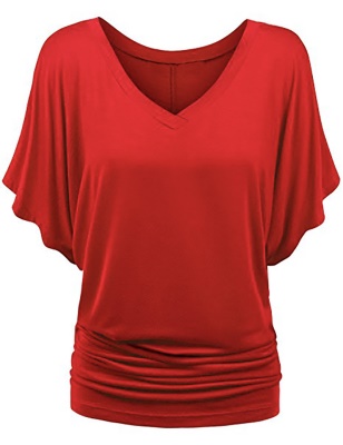 Top femme manches chauve-souris col V lâche