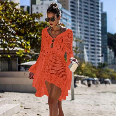 Robe plage  sexy à col V et manches amples  bikini