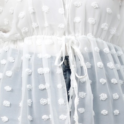 robe Cardigan à bretelles en mousseline de soie à pois pour femmes