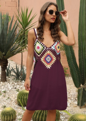 robe main crochet fleur patchwork perspective ajourée bretelles