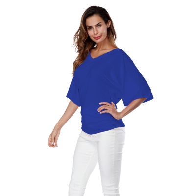 Top femme manches chauve-souris col V lâche