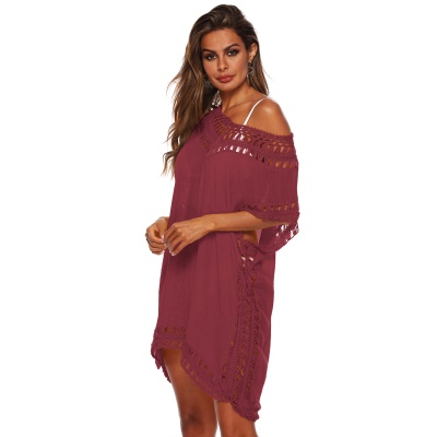 Femme robe main crochet patchwork ajouré ample