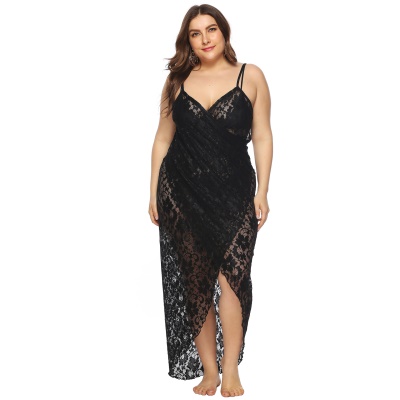 robe sexy perspective dentelle irrégulière bretelles