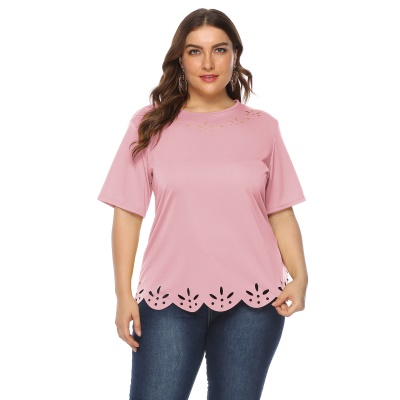 T-shirt décontracté pour femme col rond manches courtes
