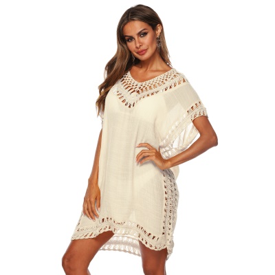 Femme robe main crochet patchwork ajouré ample