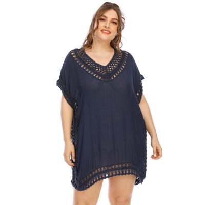 Robe femme crochet main patchwork col V lâche