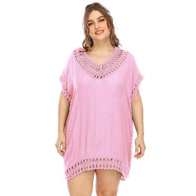 Robe femme crochet main patchwork col V lâche