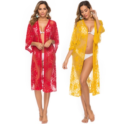 top femme en dentelle tissu cardigan à manches cornes