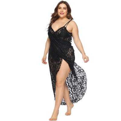 robe sexy perspective dentelle irrégulière bretelles