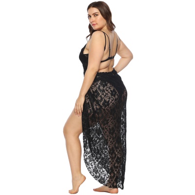 robe sexy perspective dentelle irrégulière bretelles