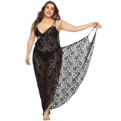 robe sexy perspective dentelle irrégulière bretelles
