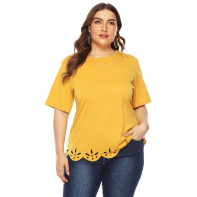 T-shirt décontracté pour femme col rond manches courtes