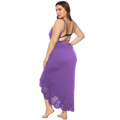 Robe femme bretelles échancrées fleurs ajourées irrégulières