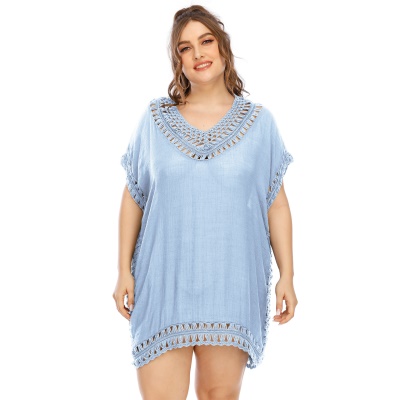 Robe femme crochet main patchwork col V lâche