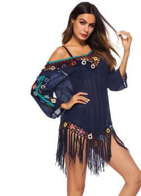Robe à franges à  manches pour femme
