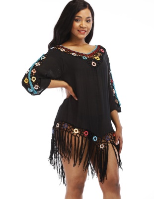 Robe à franges à  manches pour femme