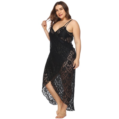 robe sexy perspective dentelle irrégulière bretelles