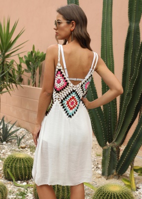 robe main crochet fleur patchwork perspective ajourée bretelles