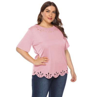 T-shirt décontracté pour femme col rond manches courtes