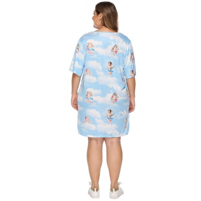 Robe femme imprimé bleu soie