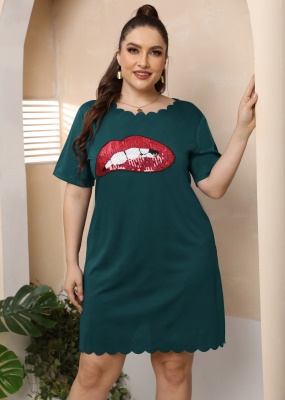 Robe à bord ondulé pour femmes de grande taille