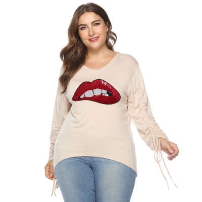 Top femme col V paillettes broderie manches réglables