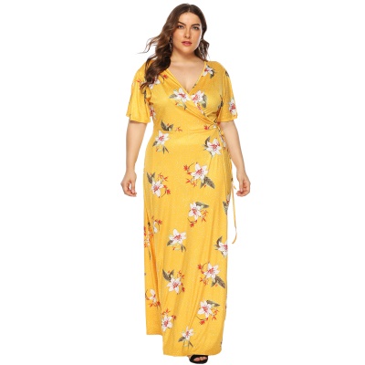 Robe femme imprimé fleuri en V profond straps