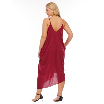 Robe double poche pour femme col en V avec bretelles